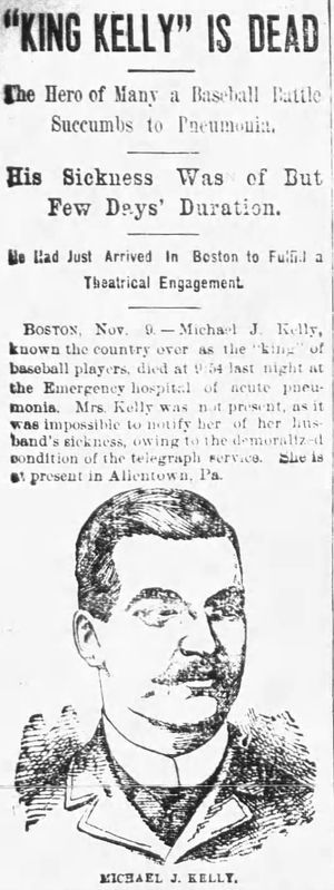 1894년 폴 리버 이브닝 뉴스의 켈리 사망 기사