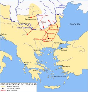 크니바가 이끈 고트족의 침략