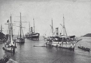 고론탈로의 네덜란드 선박. 고론탈로는 식민 시대에 중요한 무역 중심지였다.