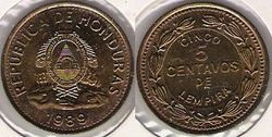 1989년에 주조된 5센타보 동전