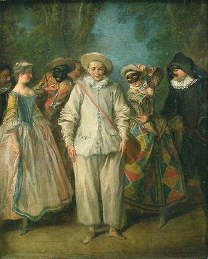 니콜라 랑크레: 코메디 이탈리엔 배우들, 1716년에서 1736년 사이. 루브르 박물관, 파리.