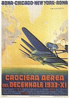 시카고의 세기의 진보 박람회로 향하는 이탈로 발보의 대서양 횡단 비행 포스터