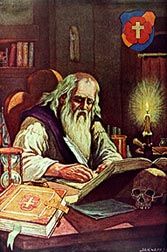 맨리 P. 홀의 저서 The Secret Teachings of All Ages에 수록된 존 어거스터스 냅의 삽화, The Rosicrucian Philosopher