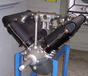 제1차 세계 대전 당시 브뤼셀 박물관에 보존된 Hispano-Suiza HS.8A SOHC 항공 엔진