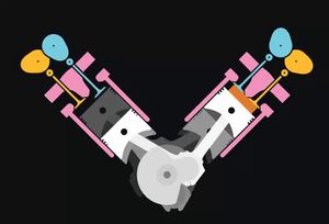 90도 V각을 가진 크로스플레인 V8의 표준 점화 구성