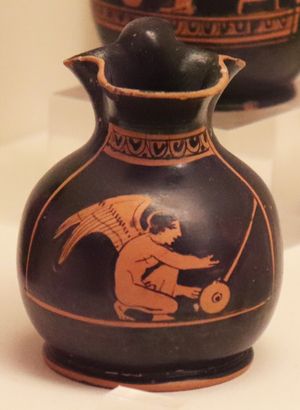 장난감 수레를 끄는 날개 달린 에로스, 아테네 국립 고고학 박물관