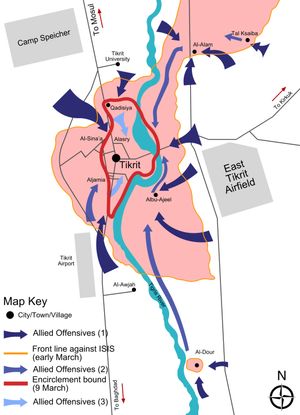쿠드스군 사령관 가셈 솔레이마니는 티크리트에서 ISIL을 몰아내는 작전을 계획하고 실행하는 데 관여했다.