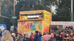 2023 로즈 퍼레이드의 NBC 방송 부스