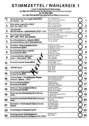 1990년 인민 의회 선거 투표 용지