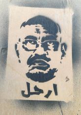 아랍어로 "떠나라"라고 적힌 오마르 알바시르 반혁명 거리 스텐실(Khartoum)