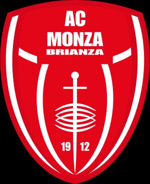 "AC MONZA BRIANZA"가 적힌 빨간색과 흰색 배지