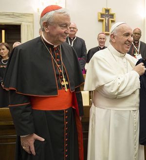 2014년 프란치스코 교황과 함께 있는 니콜스 추기경
