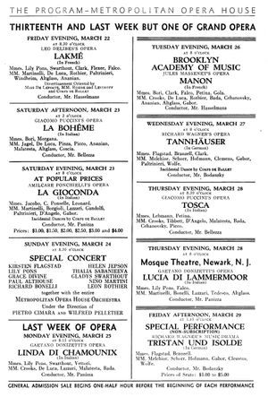 가티-카사차의 메트에서의 마지막 주 (1935년 3월 22–29일)