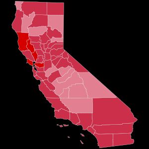 카운티별 결과: Whitman—70–80% (진한 빨강), Whitman—60–70% (중간 빨강), Whitman—50–60% (연한 빨강)