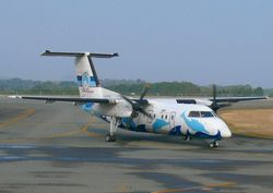 아마쿠사 항공의 DHC-8-103이 아마쿠사 비행장에서 활주하고 있다