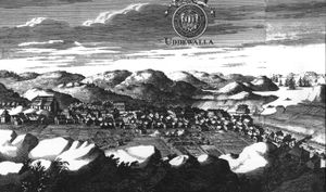 1700년경의 우데발라, Suecia Antiqua et Hodierna에서 발췌