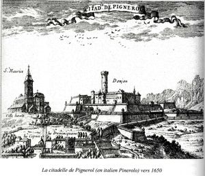 이탈리아 피에몬테의 피네롤 감옥과 지하 감옥의 동판화(약 1650년)