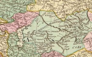"Kasaccia Horda"(카자흐 칸국) 1780년 영국 세계 지도에 표시됨