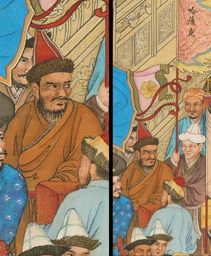 哈萨克}}이라고 쓰여 있다.