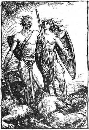 헬기와 시그룬. 1919년 로버트 엥겔스 그림.