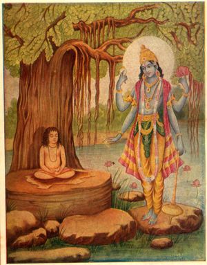 비슈누가 드루바 앞에 나타나다.