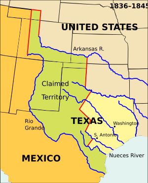 텍사스 공화국, 분쟁 지역 포함