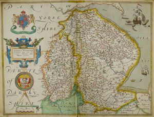 1576년 링컨셔와 노팅엄셔의 손으로 그린 지도.