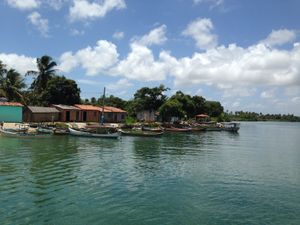 리베이리뇨스 가옥. 리베이리뇨스는 아마존 열대 우림의 전통적인 비원주민 농촌 인구이며, 강 근처에 산다.