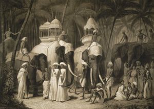 1841년 트라반코어 마하라자의 코끼리에 실린 하우다.