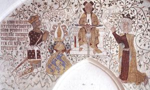 마르그레테의 부모, 덴마크 국왕 발데마르 4세(왼쪽)와 슐레스비히의 여왕 헬비(오른쪽),  1375.