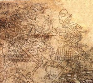 Orlat plaques 중 하나의 세부 묘사, 스키타이 병사들을 나타내는 것으로 보임