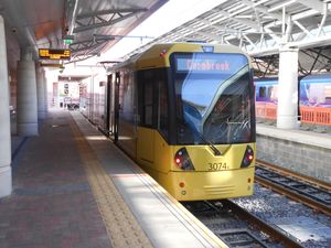 2014년 11월 노선 개통 직후 맨체스터 공항의 트램