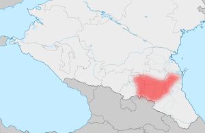 강제 이주 전 코카서스 지역의 체첸 및 잉구쉬 지역 지도