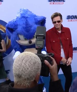 영화 시사회에 참석한 짐 캐리(오른쪽)