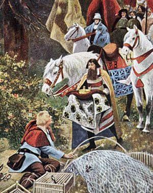 독일 왕관을 새 그물을 고치는 동안 하인리히에게 바치는 전설, 헤르만 포겔 그림