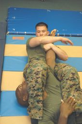 직선 팔 꺾기는 매우 효과적인 팔꿈치 꺾기의 예시이다.