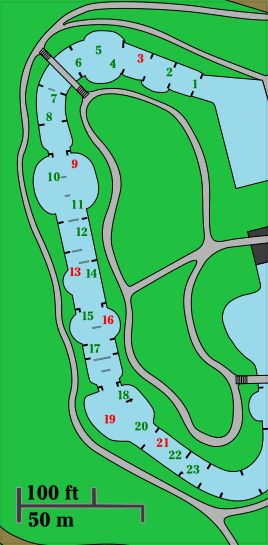 급류 슬라럼 코스의 예시