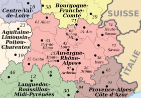 오베르뉴론알프의 지도 (ML: 리옹 광역시)