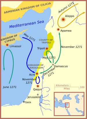 에드워드의 십자군 작전을 묘사한 성지 지도: