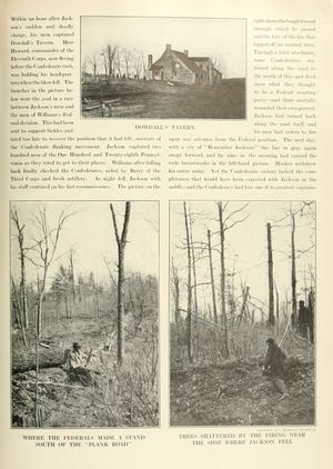 잭슨이 오렌지 플랭크 로드에서 총에 맞은 근처에서 포탄에 의해 산산조각 난 나무