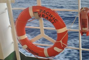 배에 있는 구명 부표