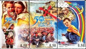 UNHCR 50주년. 타지키스탄 우표, 2001년.