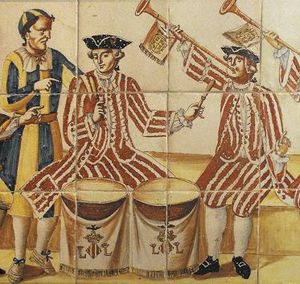 19세기 초에 팀파니가 오케스트라에서 가장 흔하게 사용되었지만, 의례용 트럼펫과 팀파니 앙상블은 여전히 존재했다. (18세기 말 발렌시아의 이미지)