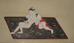 19세기 일본 삽화로 자위 행위 묘사