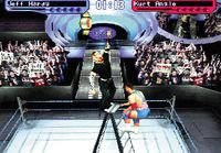 래더 매치에서 제프 하디와 커트 앵글이 등장하는 WWF 스맥다운! 2: 노 유어 롤의 스크린샷