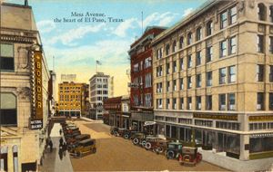엘파소의 중심가인 메사 애비뉴, 텍사스 (엽서, c. 1917)
