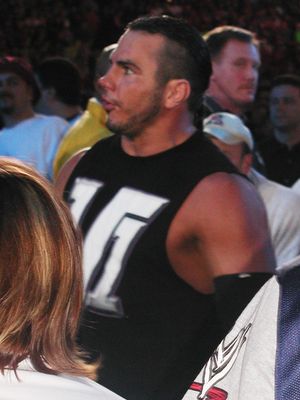 레슬매니아 XIX에서 링 밖의 버전 1 기믹을 사용한 하디