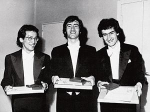 1977년 카라얀 지휘 콩쿠르. 금난새(왼쪽), 발레리 게르기예프(가운데), 야체크 카스프치크(오른쪽)