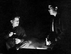 월리스 포드와 크로퍼드 (오른쪽)는 1938년 브로드웨이 오리지널 프로덕션인 생쥐와 인간에 출연했다.