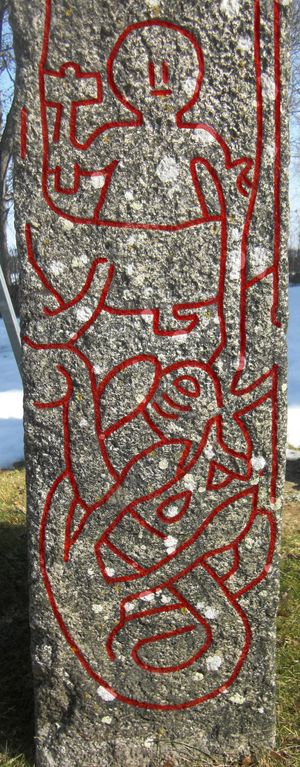 토르의 낚시 여행이 묘사된 알투나 룬석, 요르문간드를 묘사한 몇 안 되는 확인된 바이킹 시대 그림 중 하나